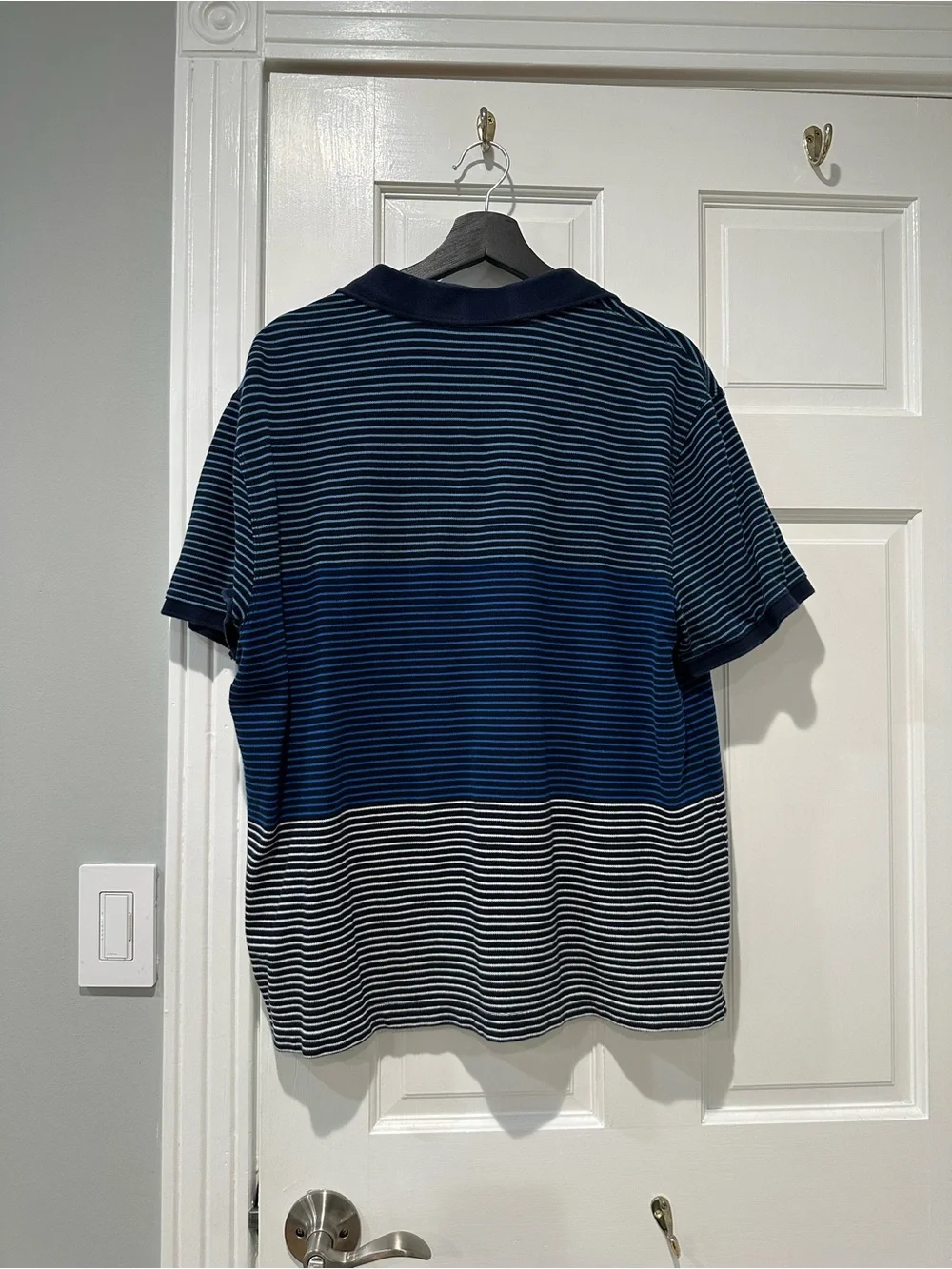 Banana Republic Polo Shirt Mens Large Blue Collared 1/4 Button Short Sleeve Logo